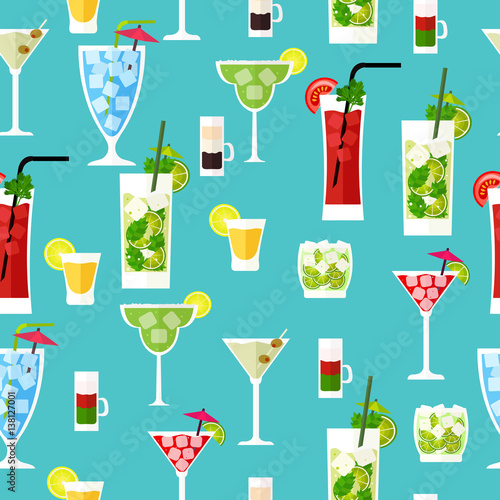 Color pattern contemporary classics cocktails. Background for use in design, web site, packing, textile, fabric