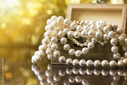 White and golden pearls jewelry gift