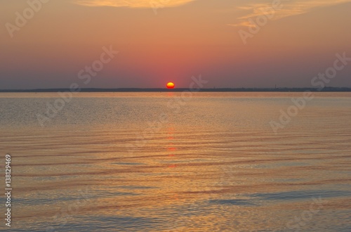 Sunset is on the Ob reservoir, Novosibirsk. Photo was taken August 26, 2016.
