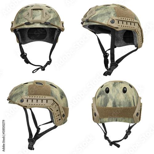 Camouflage, green, khaki military helmet photo