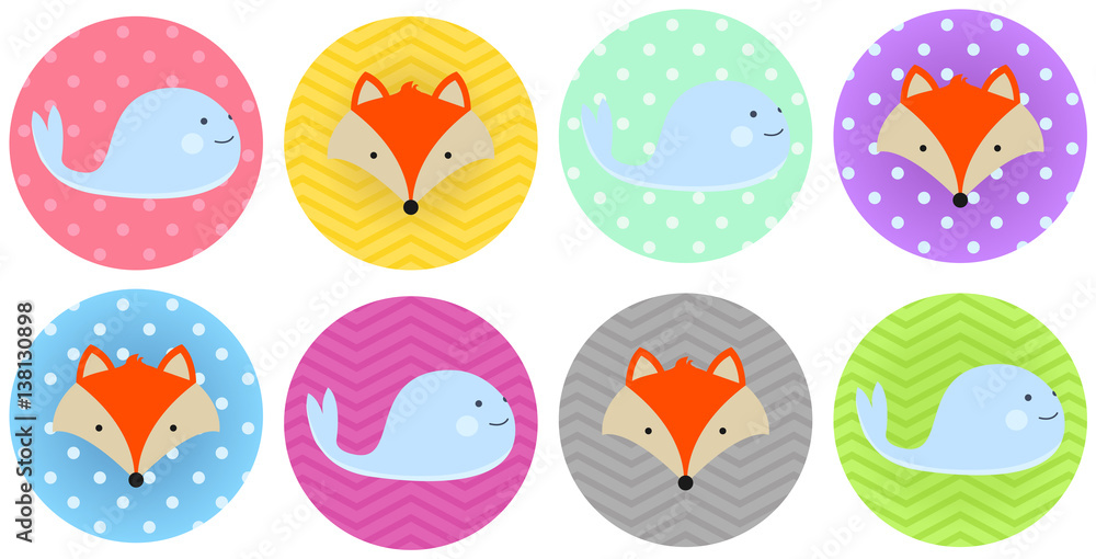 Cute Baby Whale and fox