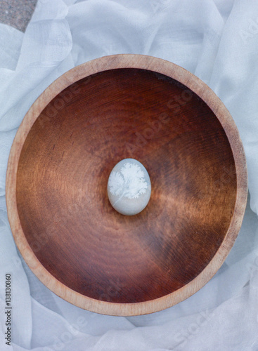 Wooden Bowl of Botanical, Naturally Dyed Easter Egg