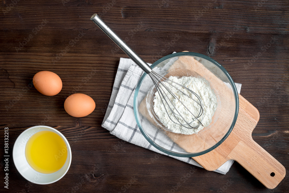 cooking pancake on wooden background top view ingredients for making cooking pancake on wooden background top view ingredients for making