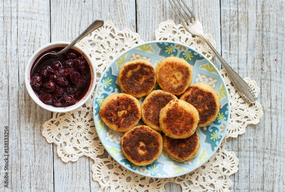 Cheese pancakes with jam Cheese pancakes with jam