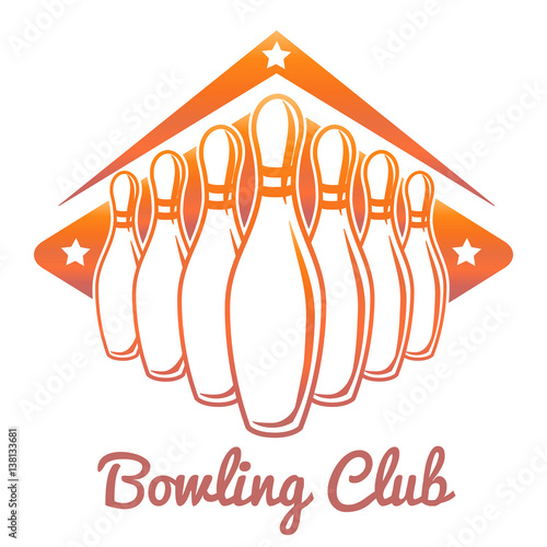 Bright bowling club banner design isolated on white background. Vector illustration