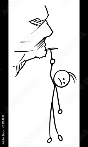 Cartoon of Man Hanging on the Rock