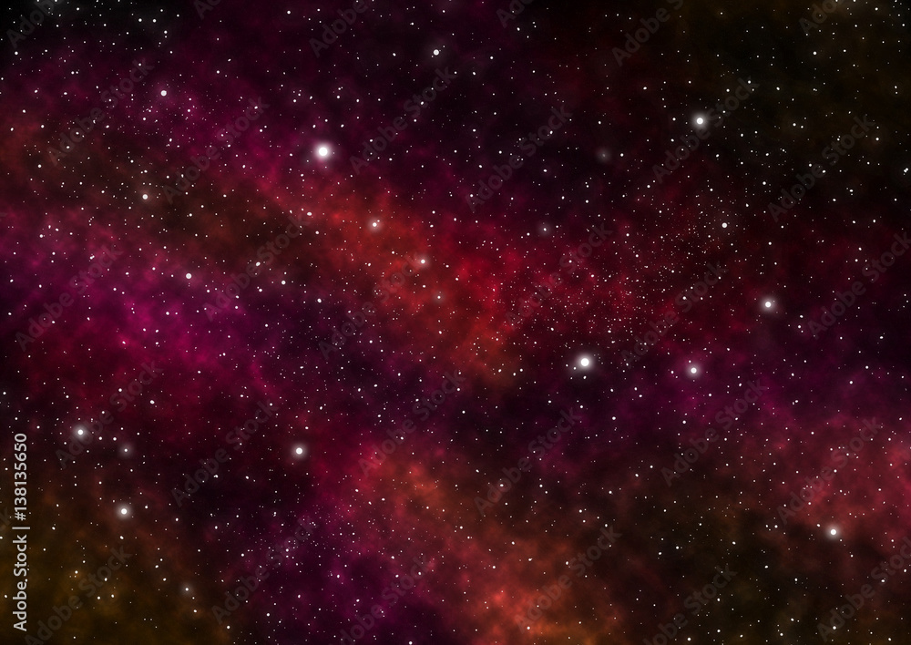 Night Sky with Stars and Red Nebula. Space Background. Large image.