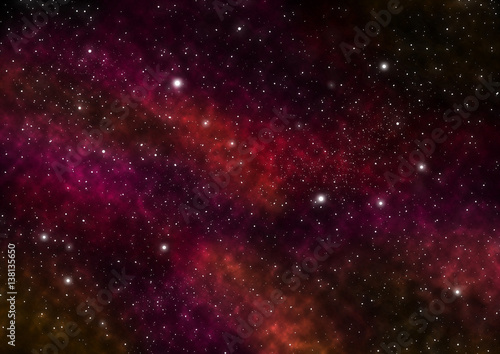 Night Sky with Stars and Red Nebula. Space Background. Large image.