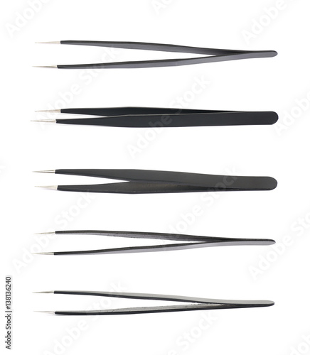 Obraz na plátně Black tweezers tool isolated