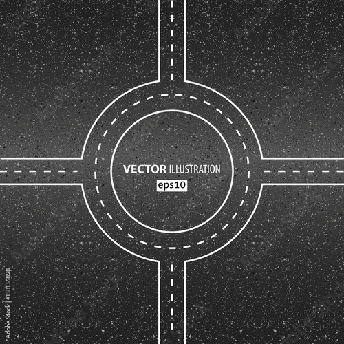 Four directions of the way to the south, west,  north  and east. Asphalt road vector texture. Choice concept