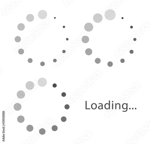 Circular loading sign, gray isolated on white background, vector illustration.