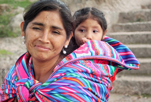 Peruvian woman with child in Peru  photo