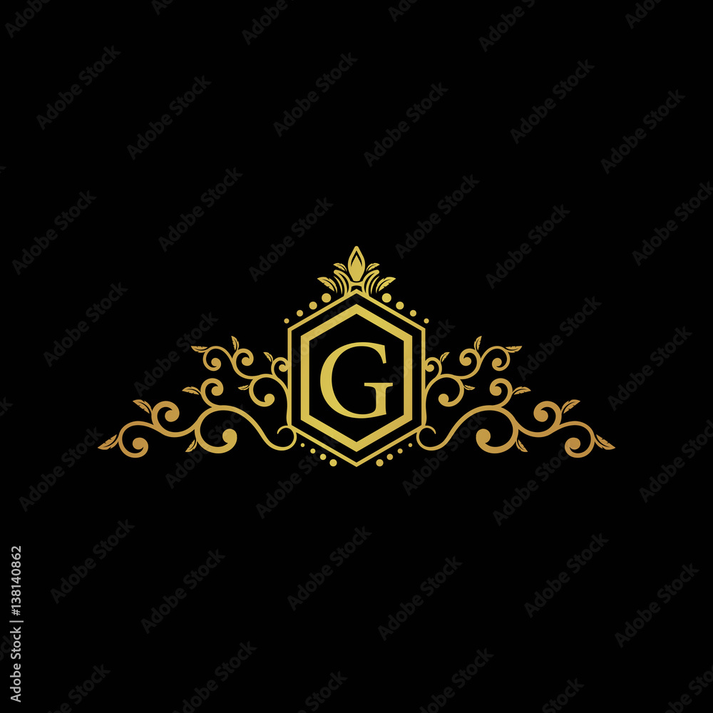 initial letter logo hexagon elegant gold