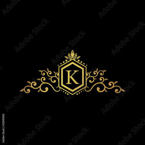 initial letter logo hexagon elegant gold
