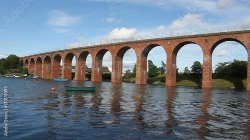 Brick Viaduct reflected in Montrose Basin at high tide Scotland
 photo