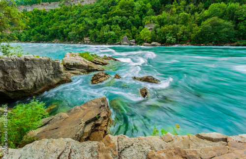 Beautiful amazing gorgeous view of Niagara Falls river with torrent of water abruptly changes direction and creates one of the worlds most mesmerizing natural phenomena, the Niagara Whirlpool