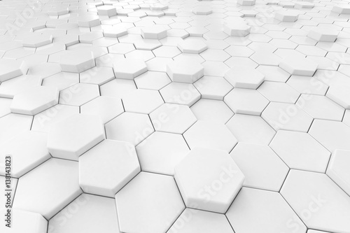 Abstract White hexagon background 3d.