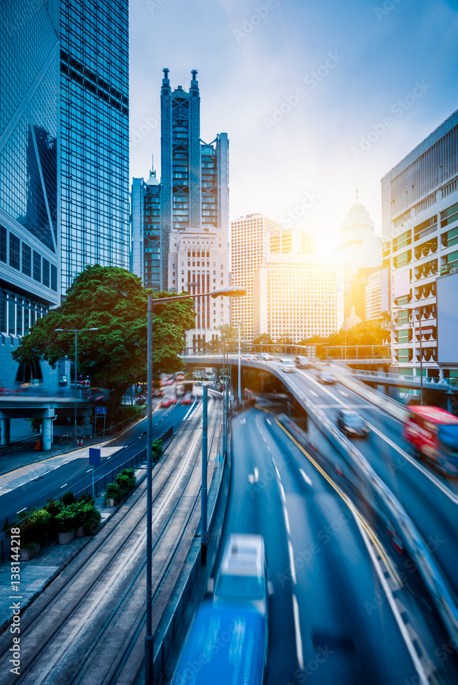Fototapeta premium urban traffic with cityscape in city of China.