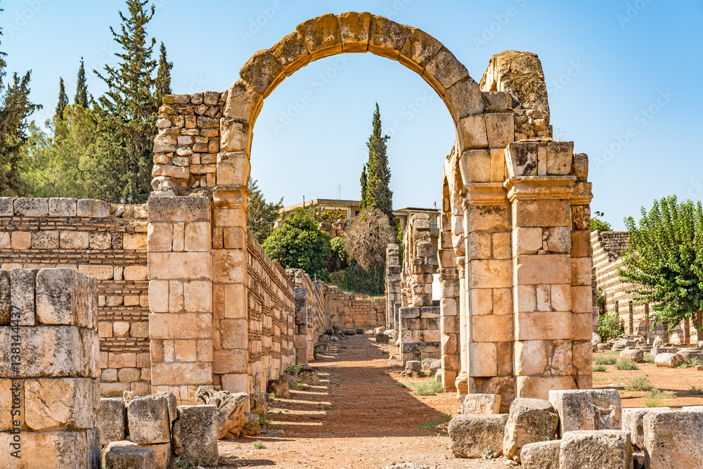 Umayyad City of Anjar in Lebanon. It is located about 50km east of Beirut and has led to its designation as a UNESCO World Heritage Site in 1984.