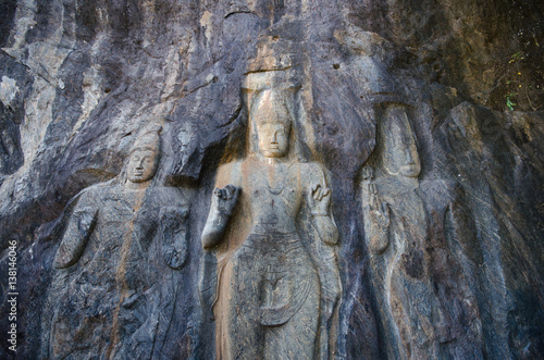 Buduruwagala is an ancient buddhist temple in Sri Lanka. The complex consists of seven statues and belongs to the Mahayana school of thought.