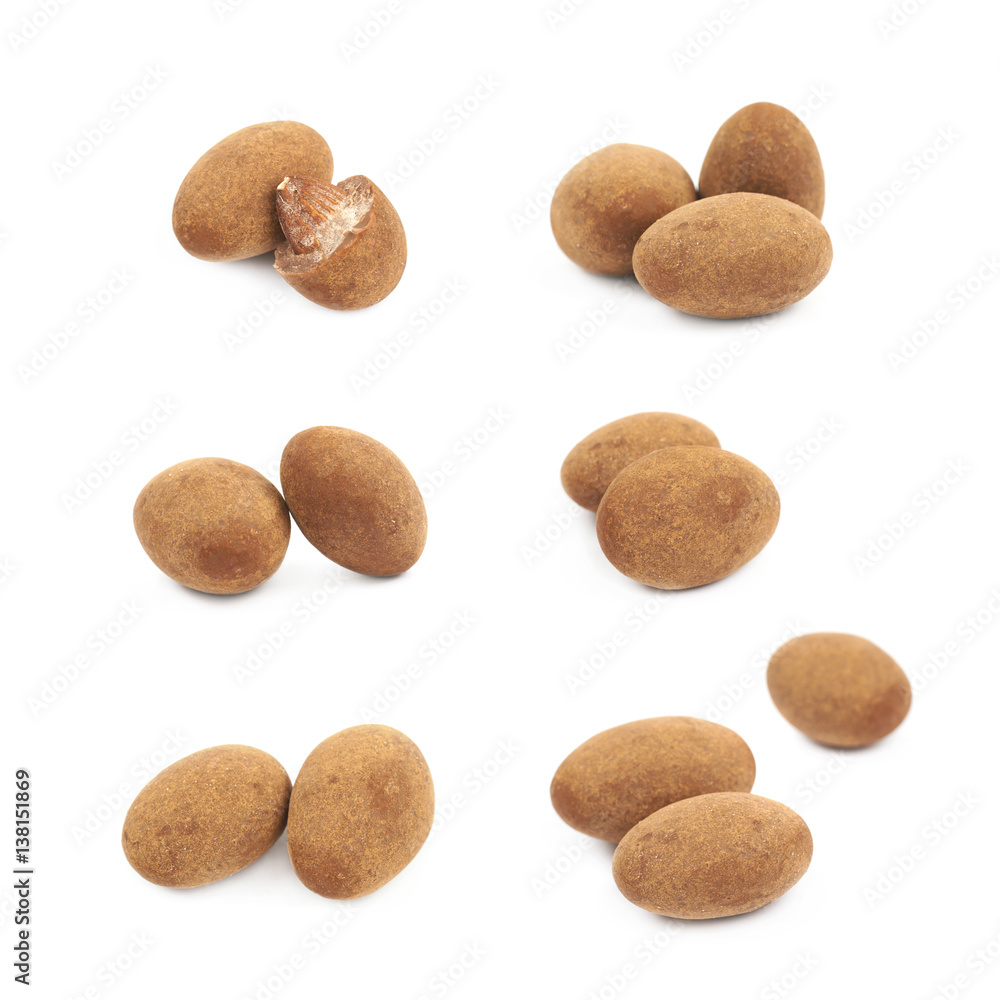 Chocolate coated almond nut isolated Chocolate coated almond nut isolated