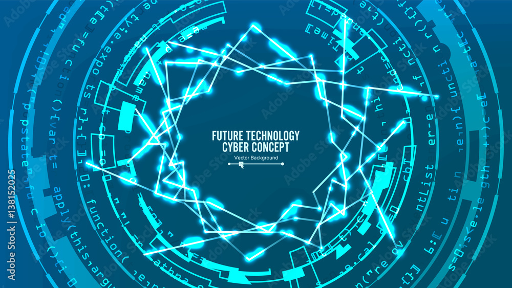 Futuristic Technology Connection Structure. Vector Abstract Background. Future Cyber Concept. Hi Speed Digital Design. Security Network Backdrop
