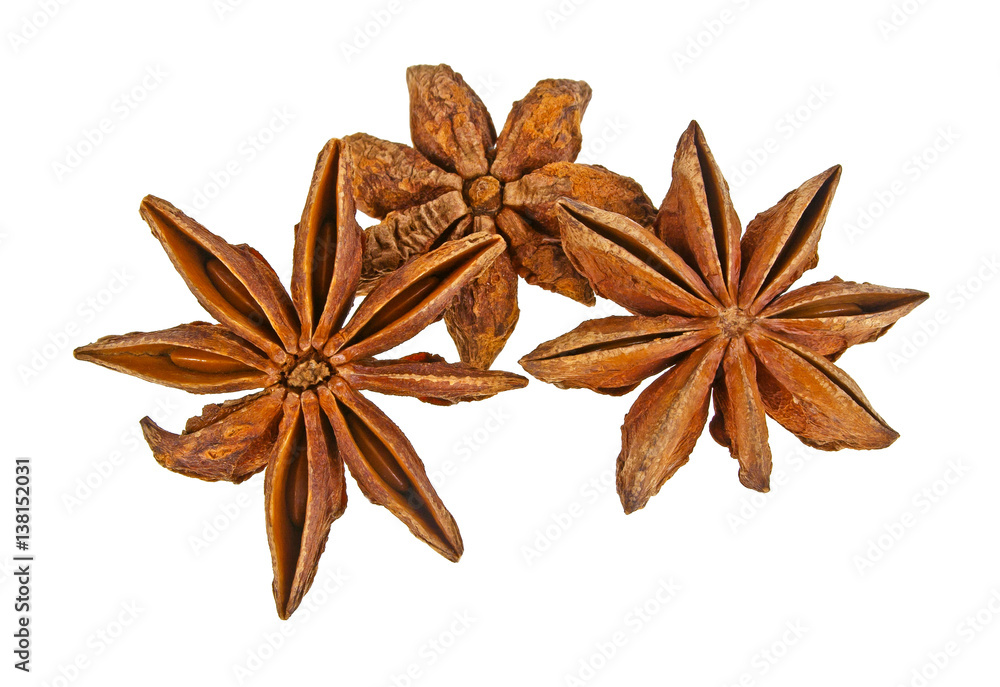 Anise stars isolated on a white background