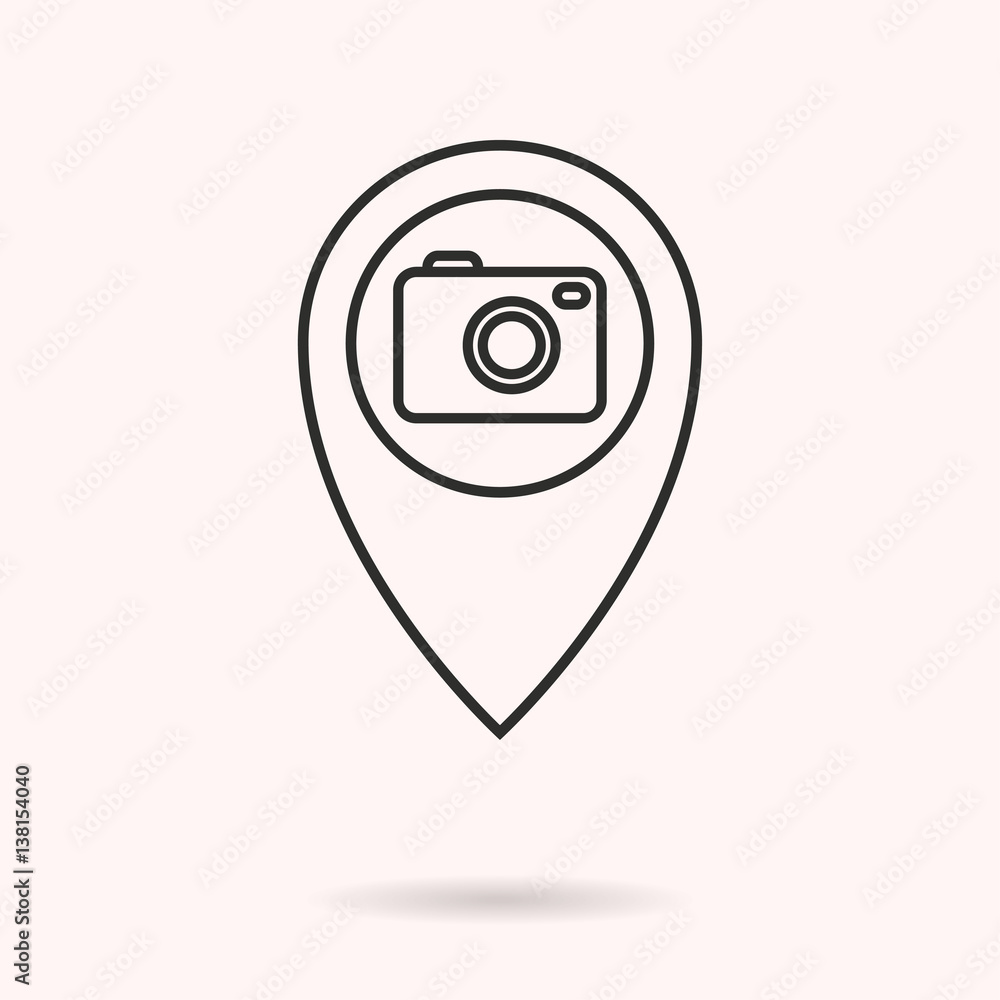 Camera pin - vector icon. Camera pin - vector icon.