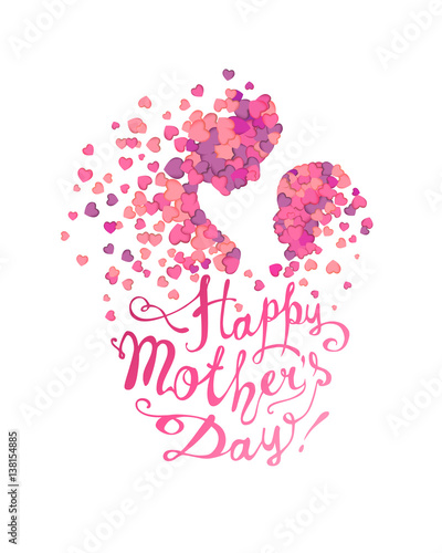 Happy Mother's Day! Woman and baby of hearts
