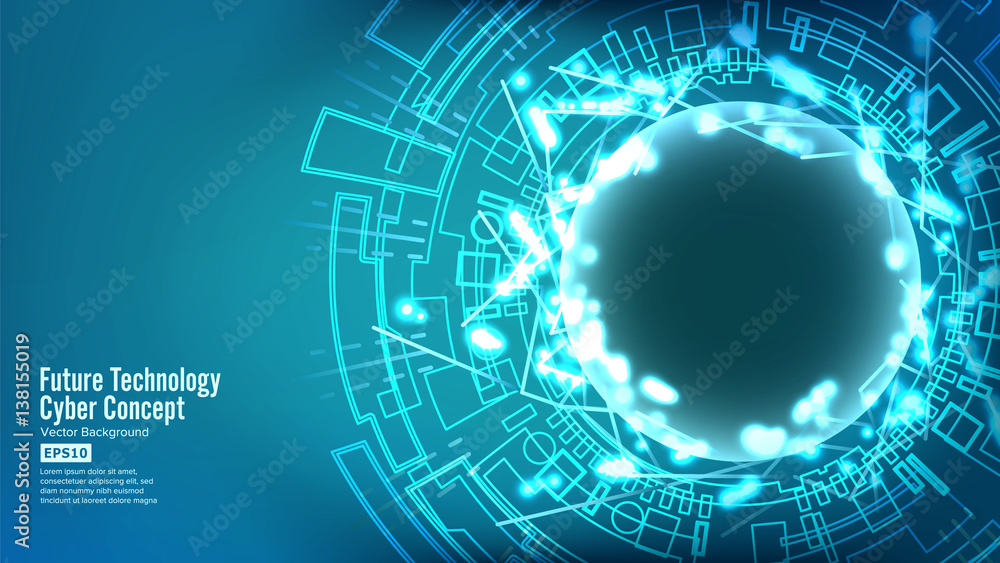 Obraz premium Futuristic Technology Connection Structure. Vector Abstract Cyberspace Background. Future Cyber Concept.