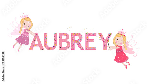 Aubrey female name with cute fairy tale photo