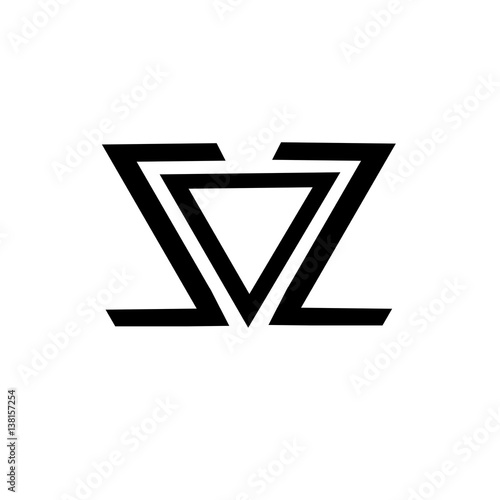 initial letter ZZ black color logo vector