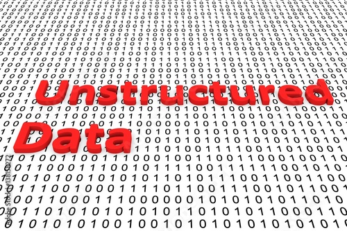 unstructured data in the form of binary code, 3D illustration photo