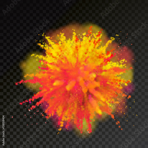Paint powder color explosion on transparent background