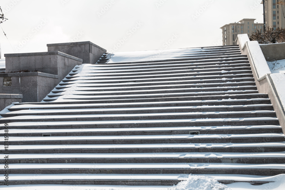Snow on the stairs Snow on the stairs