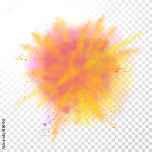 Paint powder color explosion on transparent background