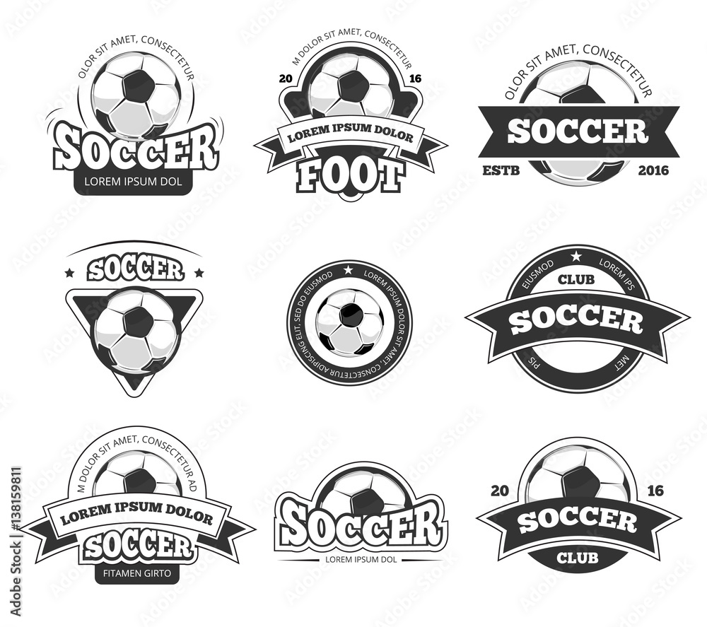 Football, soccer club vector logo, badge templates set