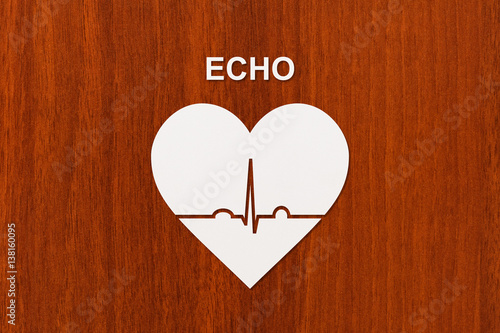 Heart shape with echocardiogram and ECHO text. Health or cardiology concept