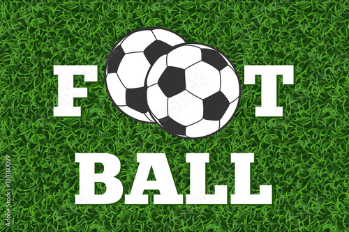 Football and ball green grass field vector