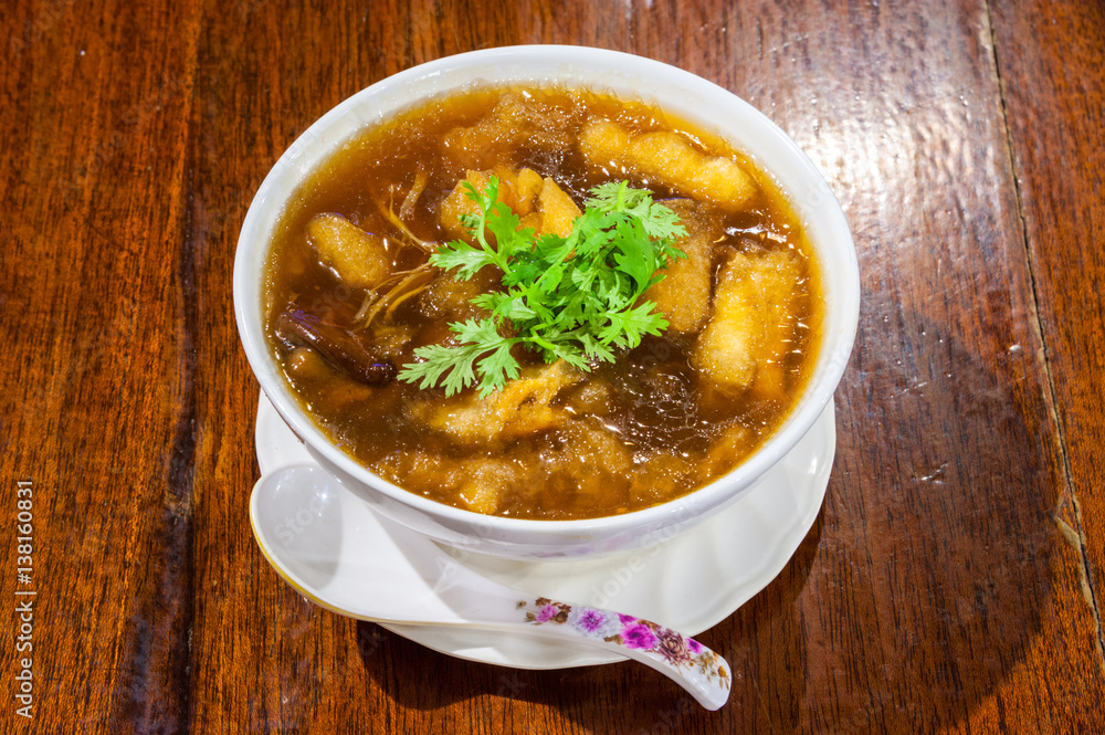 Chinese soup, fish maw soup, Red Gravy Chinese soup, fish maw soup, Red Gravy