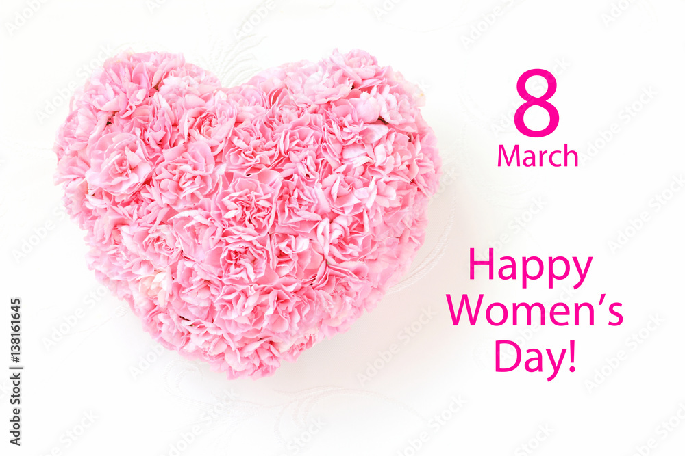 Heart shaped bouquet of pink carnations for Women's Day Heart shaped bouquet of pink carnations for Women's Day