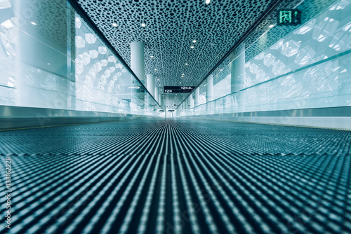 Photography Moving Walkway At Airport in Shanghai,China.