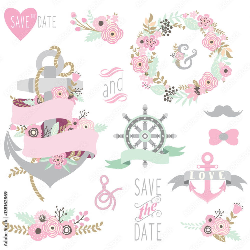 Nautical Floral Wedding Set Nautical Floral Wedding Set