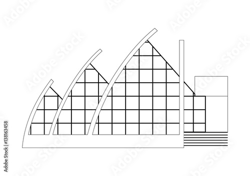 Vector Sketch Architecture Building Project. Amphitheater, Opera, Balet, Theater, Art Gallery, Gallery of Modern Art