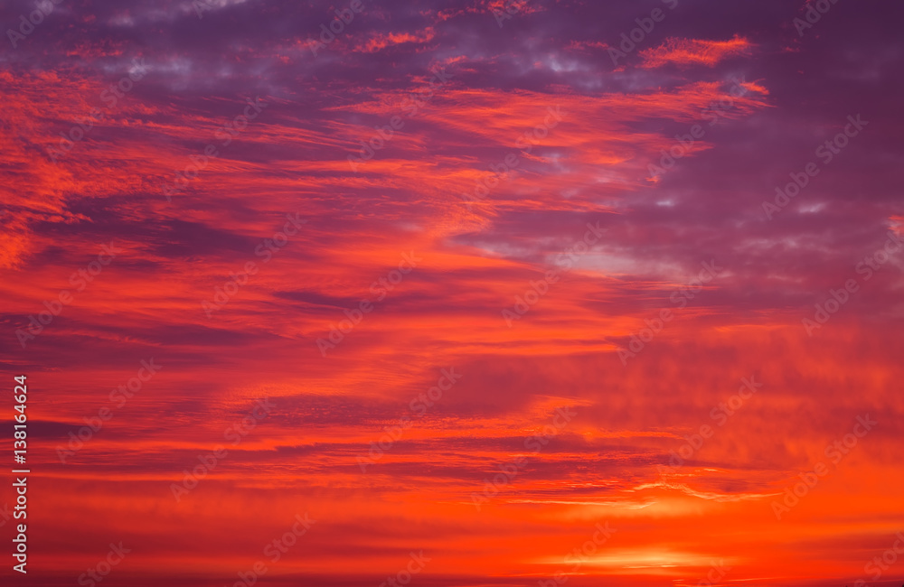Bright orange, red and yellow colors sunset sky. Apocalyptic sunset sky Background
