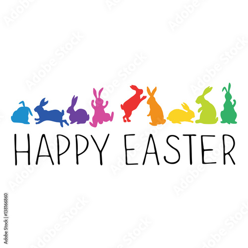 Happy Easter Header with bunnies silhouettes