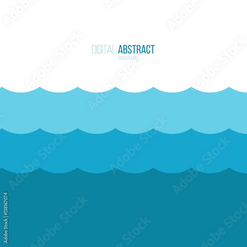 Cartoon water wave in flat style on white background.
