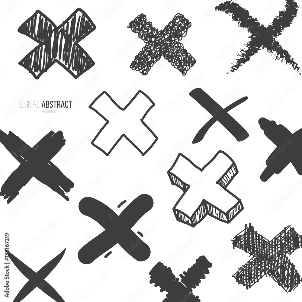 Abstract cartoon background with cross doodle form. Abstract cartoon background with cross doodle form.