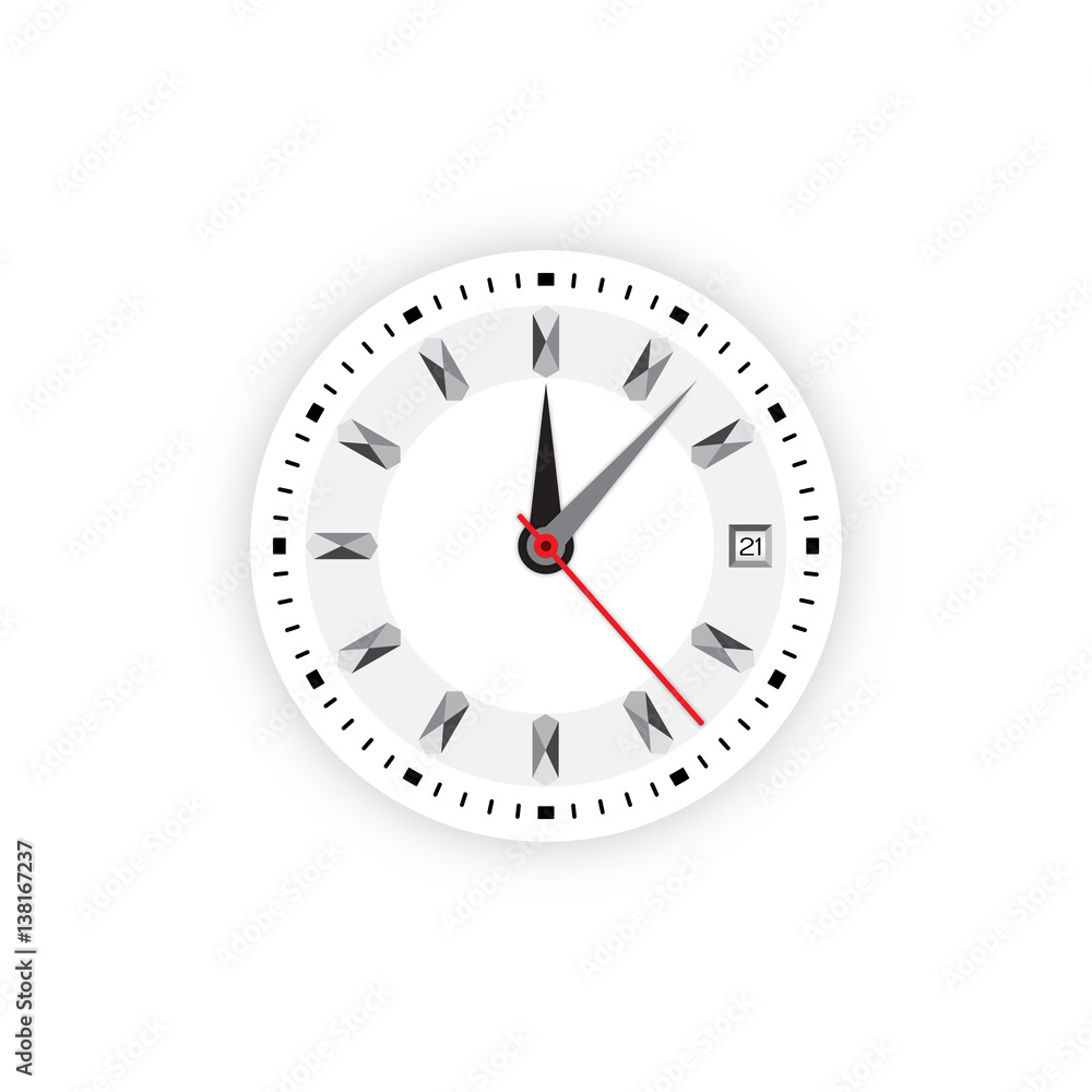 Vector image of minimalistic clock dial white with black ticks time, different shapes of round and square, isolated on background. The timer is divided into 60 parts Vector image of minimalistic clock dial white with black ticks time, different shapes of round and square, isolated on background. The timer is divided into 60 parts