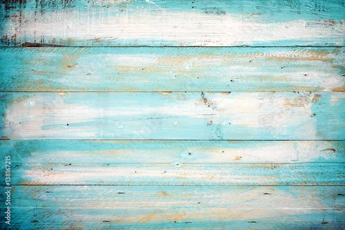 Obraz tło plaża drewno - stary niebieski kolor drewniane deski